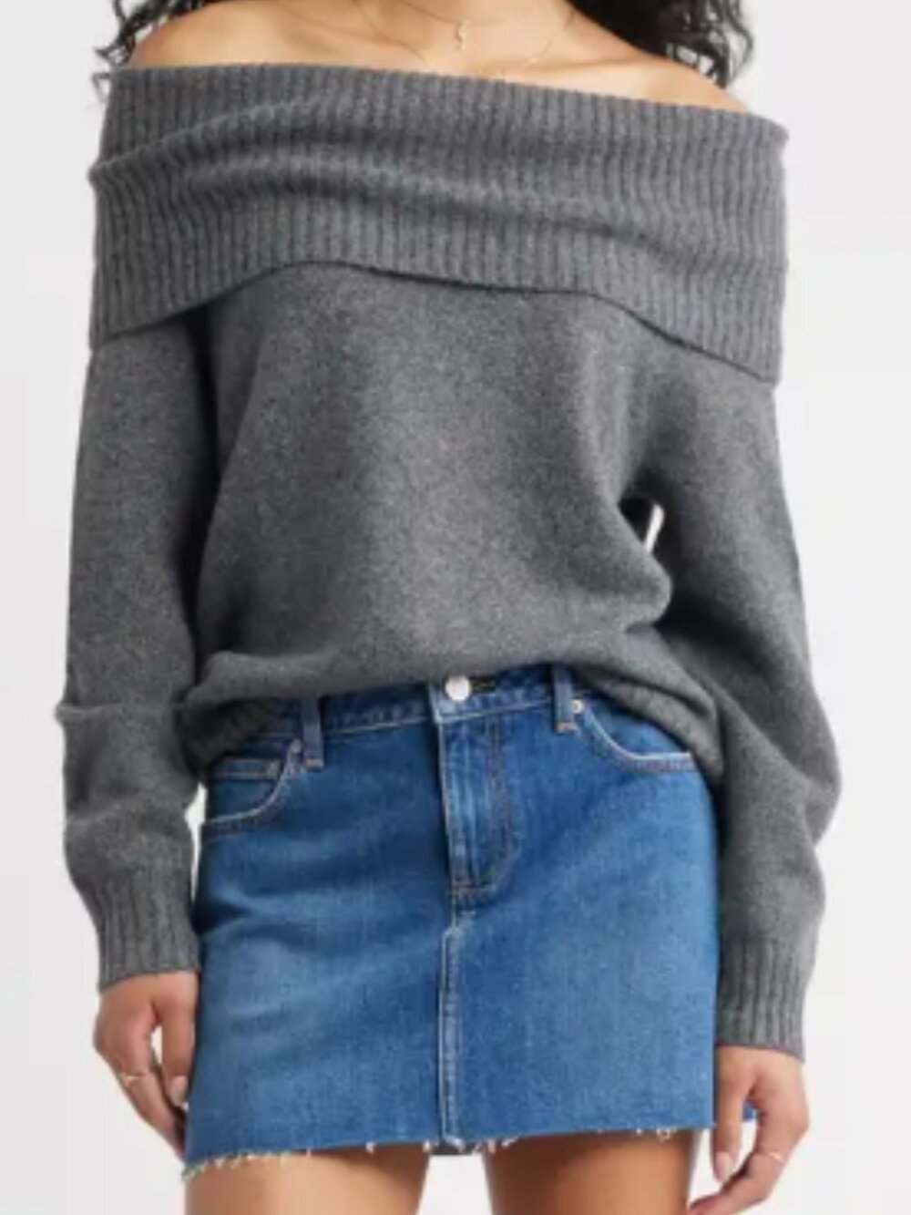 BP. Off the Shoulder Sweater XX-Small, GREY